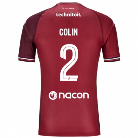 Kandiny Bambino Maglia Maxime Colin #2 Rosso Granata Kit Gara Home 2024/25 Maglietta