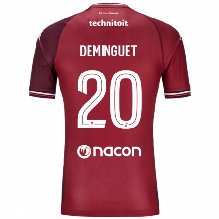 Kandiny Bambino Maglia Jessy Deminguet #20 Rosso Granata Kit Gara Home 2024/25 Maglietta