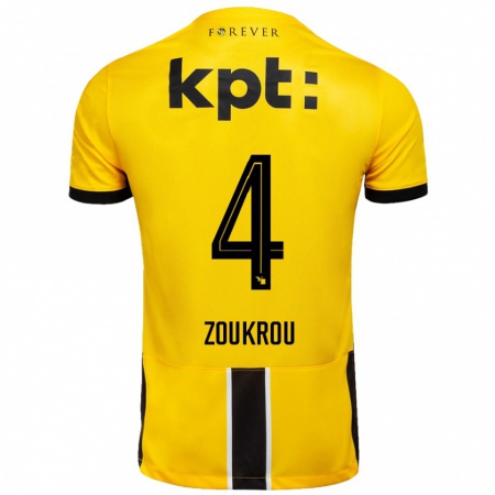 Kandiny Niño Camiseta Tanguy Zoukrou #4 Amarillo Negro 1ª Equipación 2024/25 La Camisa