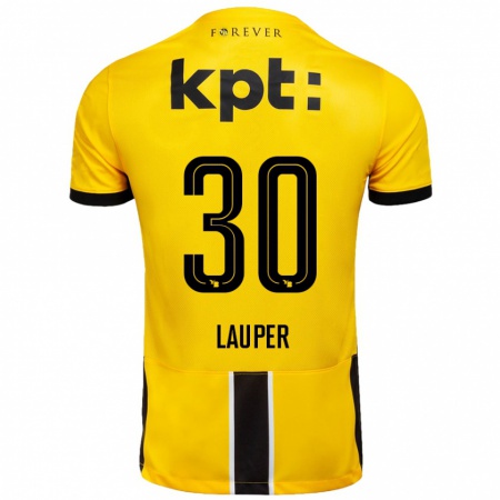 Kandiny Barn Sandro Lauper #30 Gul Svart Hemmatröja Matchtröjor 2024/25 Tröjor T-Tröja