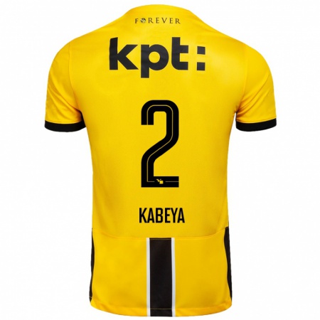 Kandiny Niño Camiseta Benjamin Kabeya #2 Amarillo Negro 1ª Equipación 2024/25 La Camisa