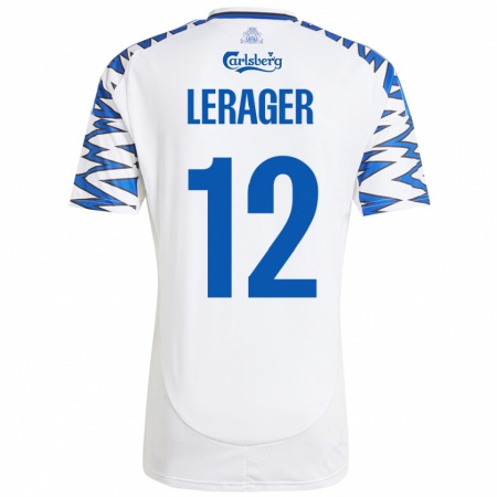 Kandiny Kinder Lukas Lerager #12 Weiß Himmelblau Heimtrikot Trikot 2024/25 T-Shirt Österreich