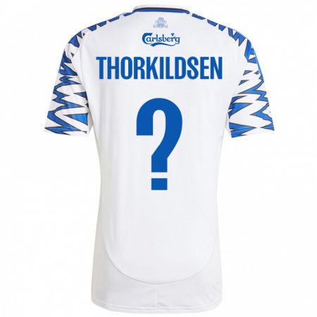 KandinyキッズElias Thorkildsen#0白 空 青ホームシャツ2024/25ジャージーユニフォーム