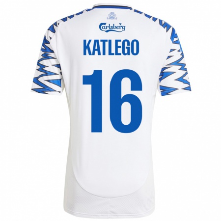 Kandiny Niño Camiseta David Katlego #16 Blanco Azul Cielo 1ª Equipación 2024/25 La Camisa