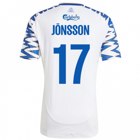 Kandiny Bambino Maglia Neo Jönsson #17 Bianco Azzurro Kit Gara Home 2024/25 Maglietta