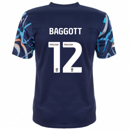 Kandiny Bambino Maglia Elkan Baggott #12 Blu Navy Kit Gara Away 2024/25 Maglietta