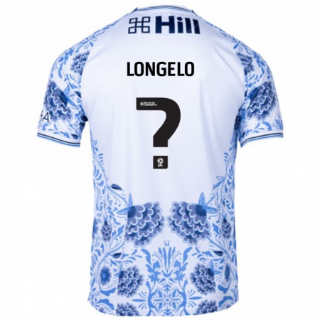 Kandiny Bambino Maglia Emmanuel Longelo #0 Bianco Blu Kit Gara Away 2024/25 Maglietta