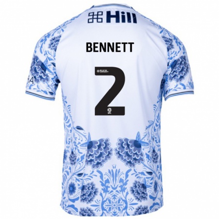 Kandiny Bambino Maglia Liam Bennett #2 Bianco Blu Kit Gara Away 2024/25 Maglietta