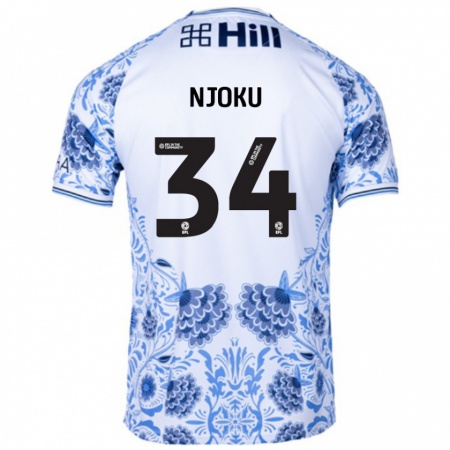 Kandiny Niño Camiseta Brandon Njoku #34 Blanco Azul 2ª Equipación 2024/25 La Camisa