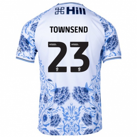 Kandiny Bambino Maglia Eleanor Townsend #23 Bianco Blu Kit Gara Away 2024/25 Maglietta