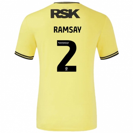 Kandiny Bambino Maglia Kayne Ramsay #2 Giallo Nero Kit Gara Away 2024/25 Maglietta