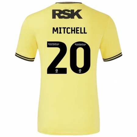 Kandiny Bambino Maglia Zach Mitchell #20 Giallo Nero Kit Gara Away 2024/25 Maglietta