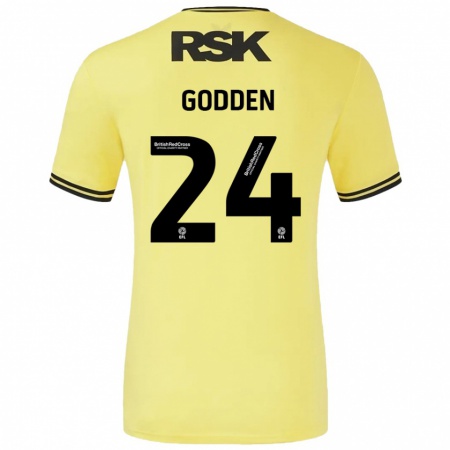 Kandiny Niño Camiseta Matty Godden #24 Amarillo Negro 2ª Equipación 2024/25 La Camisa