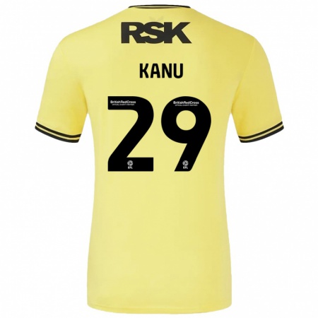 Kandiny Bambino Maglia Daniel Kanu #29 Giallo Nero Kit Gara Away 2024/25 Maglietta