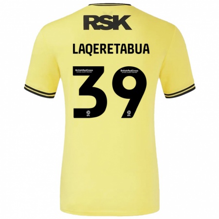 Kandiny Bambino Maglia Josh Laqeretabua #39 Giallo Nero Kit Gara Away 2024/25 Maglietta