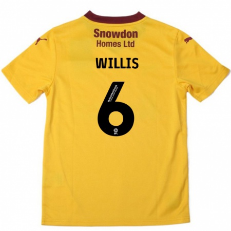 Kandiny Niño Camiseta Jordan Willis #6 Naranja Borgoña 2ª Equipación 2024/25 La Camisa