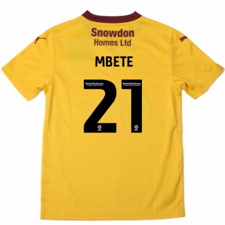 Kandiny Niño Camiseta Luke Mbete #21 Naranja Borgoña 2ª Equipación 2024/25 La Camisa