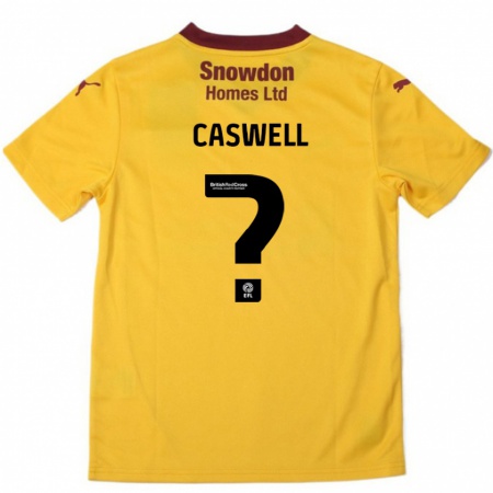 Kandiny Bambino Maglia Jordan Caswell #0 Arancione Borgogna Kit Gara Away 2024/25 Maglietta