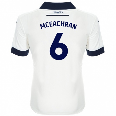 Kandiny Kinderen Josh Mceachran #6 Wit Marineblauw Uitshirt Uittenue 2024/25 T-Shirt België