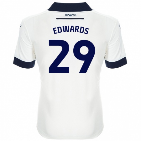 Kandiny Bambino Maglia Kyle Edwards #29 Bianco Blu Navy Kit Gara Away 2024/25 Maglietta