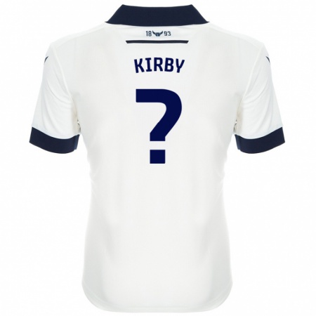 Kandiny Bambino Maglia Ellie Kirby #0 Bianco Blu Navy Kit Gara Away 2024/25 Maglietta