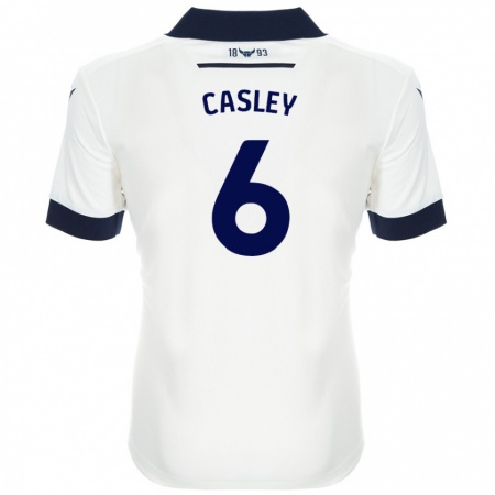 Kandiny Bambino Maglia Riva Casley #6 Bianco Blu Navy Kit Gara Away 2024/25 Maglietta