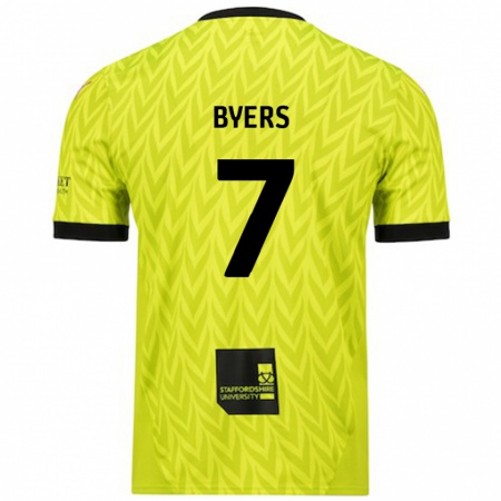 Kandiny Bambino Maglia George Byers #7 Verde Fluorescente Kit Gara Away 2024/25 Maglietta