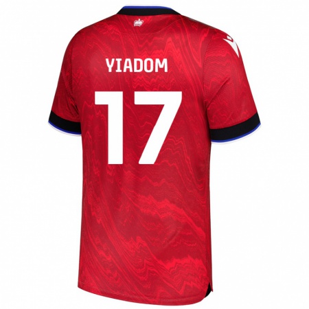 Kandiny Niño Camiseta Andy Yiadom #17 Rojo Negro 2ª Equipación 2024/25 La Camisa