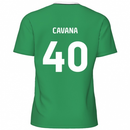 Kandiny Kinder Max Cavana #40 Grün Weiße Streifen Auswärtstrikot Trikot 2024/25 T-Shirt Österreich