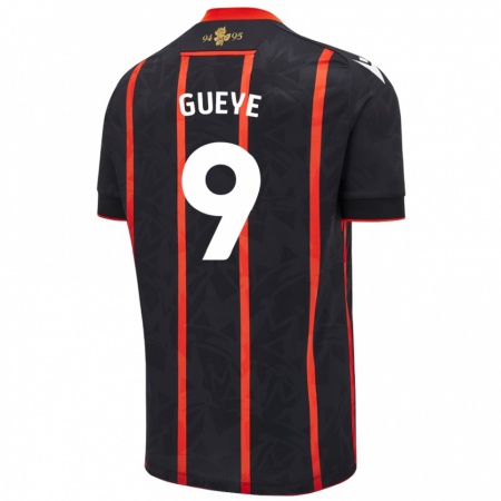 Kandiny Niño Camiseta Makhtar Gueye #9 Negro Rojo 2ª Equipación 2024/25 La Camisa México