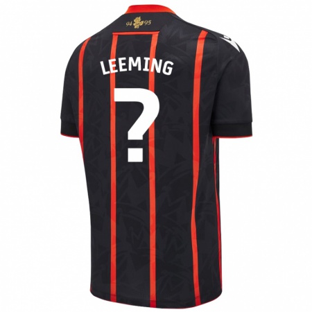 Kandiny Bambino Maglia Bruce Leeming #0 Nero Rosso Kit Gara Away 2024/25 Maglietta