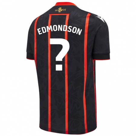 Kandiny Niño Camiseta Stephen Edmondson #0 Negro Rojo 2ª Equipación 2024/25 La Camisa México