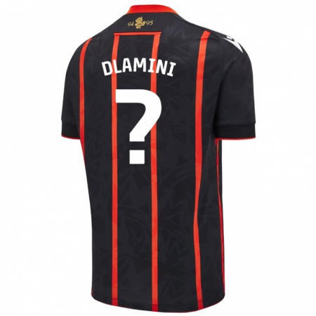 Kandiny Niño Camiseta Nathan Dlamini #0 Negro Rojo 2ª Equipación 2024/25 La Camisa