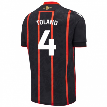 Kandiny Bambino Maglia Tyler Toland #4 Nero Rosso Kit Gara Away 2024/25 Maglietta