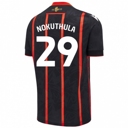 Kandiny Bambino Maglia Faith Nokuthula #29 Nero Rosso Kit Gara Away 2024/25 Maglietta