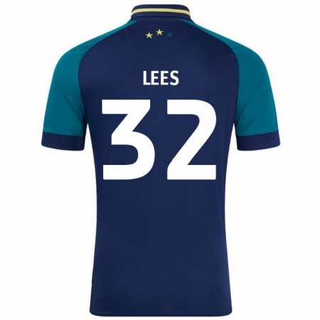 Kandiny Niño Camiseta Tom Lees #32 Azul Marino Verde Oscuro 2ª Equipación 2024/25 La Camisa