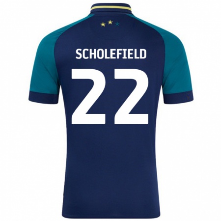 Kandiny Niño Camiseta Lois Scholefield #22 Azul Marino Verde Oscuro 2ª Equipación 2024/25 La Camisa