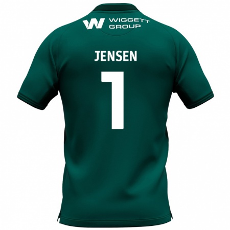 Kandiny Bambino Maglia Lukas Jensen #1 Verde Kit Gara Away 2024/25 Maglietta