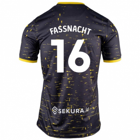 Kandiny Bambino Maglia Christian Fassnacht #16 Nero Giallo Kit Gara Away 2024/25 Maglietta