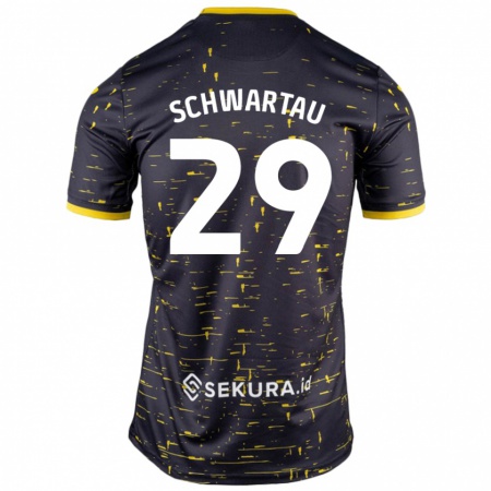 Kandiny Niño Camiseta Oscar Schwartau #29 Negro Amarillo 2ª Equipación 2024/25 La Camisa México