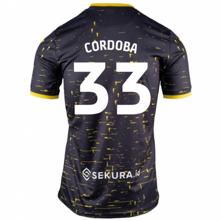 Kandiny Kinder José Córdoba #33 Schwarz Gelb Auswärtstrikot Trikot 2024/25 T-Shirt Österreich