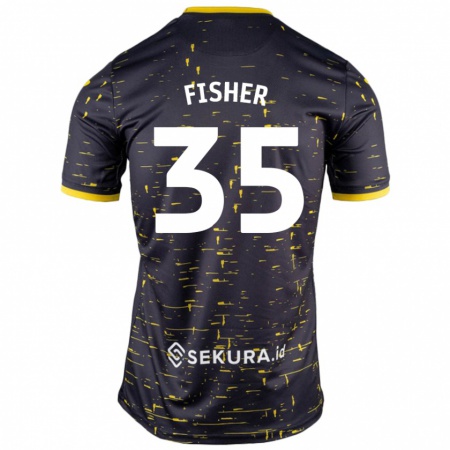 Kandiny Bambino Maglia Kellen Fisher #35 Nero Giallo Kit Gara Away 2024/25 Maglietta