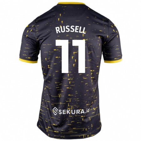 Kandiny Bambino Maglia Rebecca Russell #11 Nero Giallo Kit Gara Away 2024/25 Maglietta