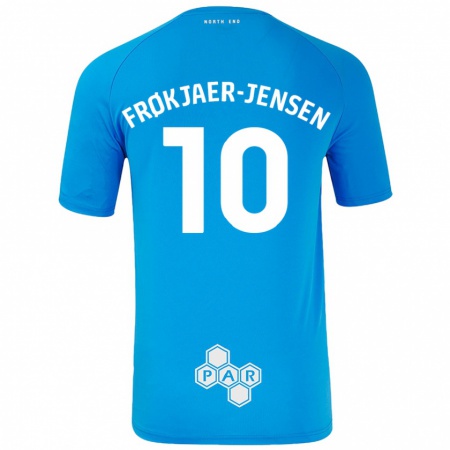 Kandiny Kinder Mads Frøkjaer-Jensen #10 Himmelblau Auswärtstrikot Trikot 2024/25 T-Shirt Österreich