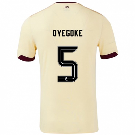 Kandiny Bambino Maglia Daniel Oyegoke #5 Crema Borgogna Kit Gara Away 2024/25 Maglietta