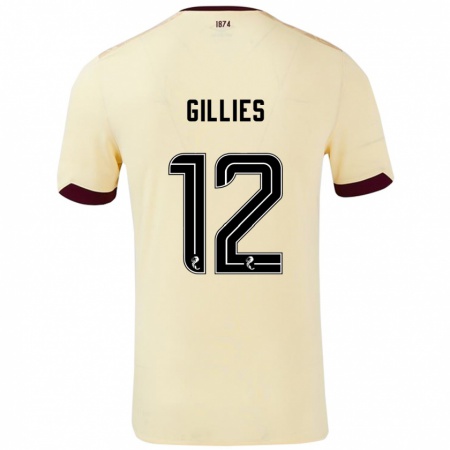 Kandiny Bambino Maglia Matthew Gillies #12 Crema Borgogna Kit Gara Away 2024/25 Maglietta