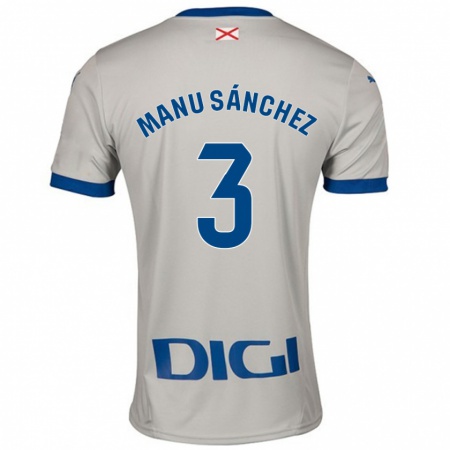 Kandiny Bambino Maglia Manu Sánchez #3 Grigio Chiaro Kit Gara Away 2024/25 Maglietta