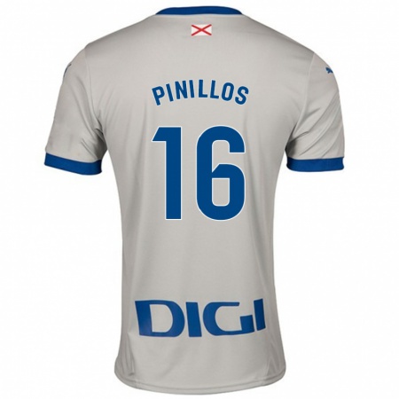 Kandiny Bambino Maglia Lander Pinillos #16 Grigio Chiaro Kit Gara Away 2024/25 Maglietta