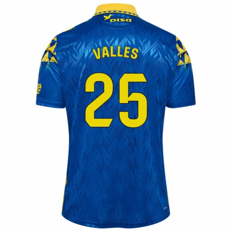 Kandiny Bambino Maglia Álvaro Valles #25 Blu Giallo Kit Gara Away 2024/25 Maglietta