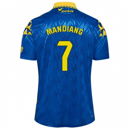 Kandiny Niño Camiseta Saliou Mandiang #7 Azul Amarillo 2ª Equipación 2024/25 La Camisa